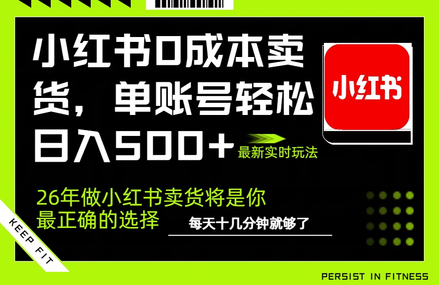 小红书0成本AI卖货，单账号轻松日入500+，完全托管AI，可矩阵放大-项目资源网
