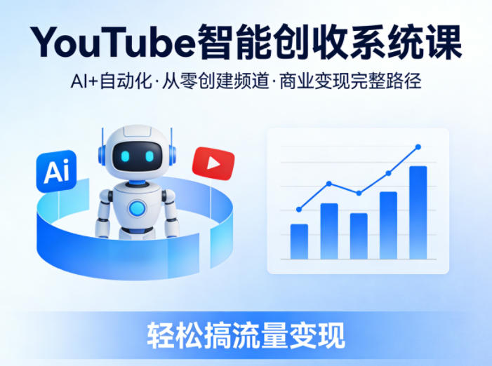 YouTube智能创收系统课，AI+自动化，从零创建YouTube频道并实现商业变现的完整路径，轻松搞流量变现-项目资源网
