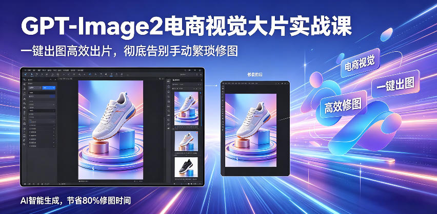 GPT-Image2电商视觉大片实战课,一键出图高效出片,彻底告别手动繁琐修图(更新)