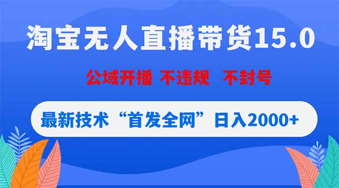 淘宝无人直播带货15.0，不封号，不违规，公域玩法，首发全网日入2000+-项目资源网