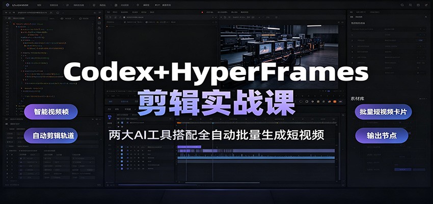 Codex+HyperFrames剪辑实战课：两大AI工具搭配全自动批量生成短视频-项目资源网