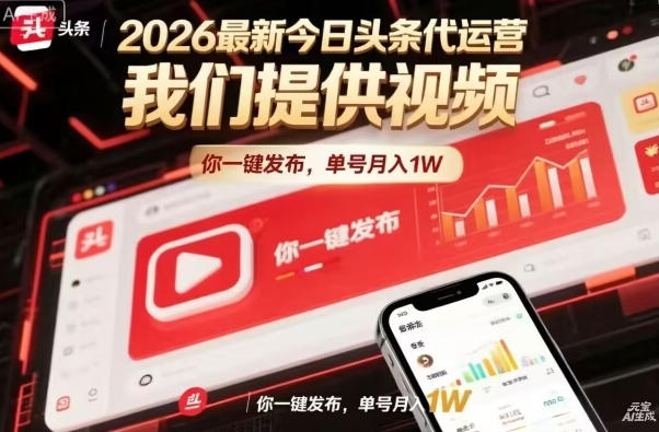 今日头条躺賺模式，你9我1，操作简单，一键发布，单机日入数百，长期合作【揭秘】-项目资源网