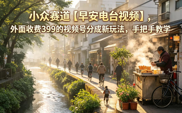 小众赛道【早安电台视频】，外面收费399的视频号分成新玩法，手把手教学-项目资源网