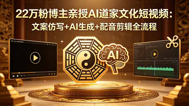 22万粉博主亲授AI道家文化短视频：文案仿写+AI生成+配音剪辑全流程-项目资源网