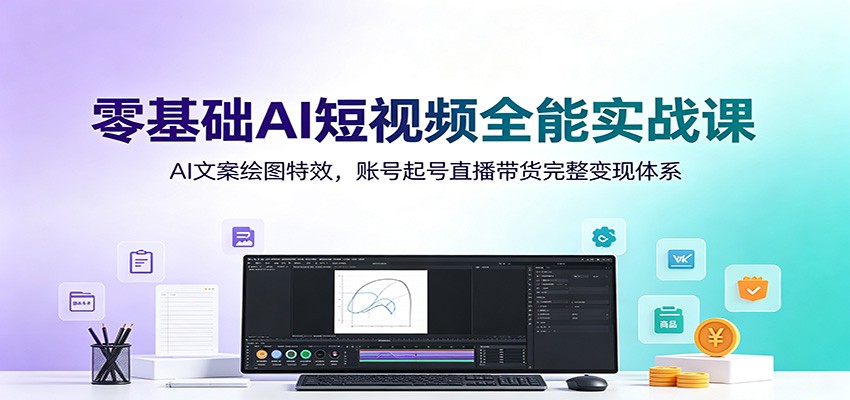 零基础AI短视频全能实战课：AI文案绘图特效，账号起号直播带货完整变现体系-项目资源网