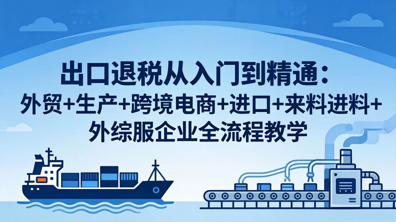 出口退税从入门到精通：外贸+生产+跨境电商+进口+来料进料+外综服企业全流程教学-项目资源网