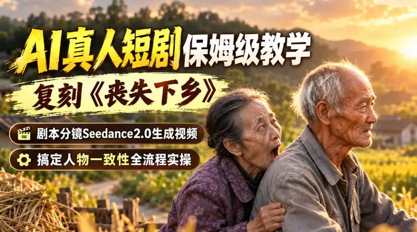 AI真人短剧保姆级教学，复刻《丧失下乡》，剧本分镜Seedance2.0生成视频，搞定人物一致性全流程实操-项目资源网