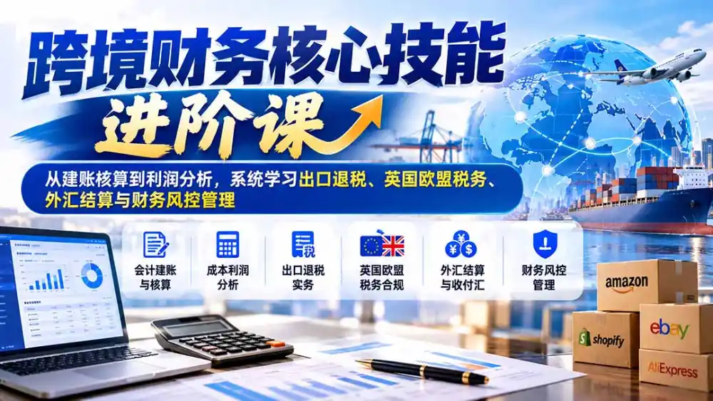 跨境财务核心技能进阶课：从建账核算到利润分析，系统学习出口退税、英国欧盟税务、外汇结算与财务风控管理-项目资源网