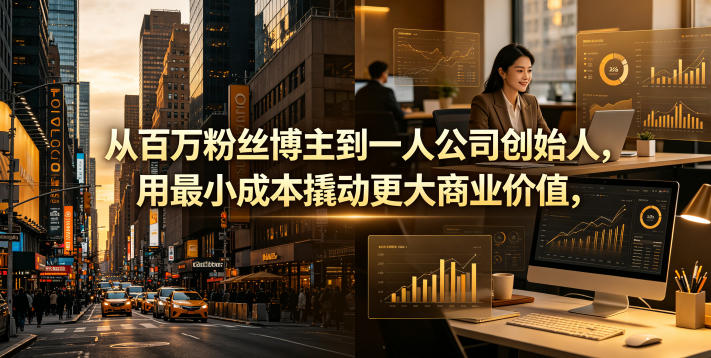 从百万粉丝博主到一人公司创始人，用最小成本撬动更大商业价值-项目资源网
