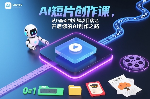 AI短片创作课，从0基础到实战项目落地，开启你的AI创作之路-项目资源网