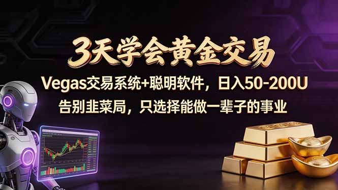 3天学会黄金交易，Vegas交易技术+聪明软件，日赚50-100U-项目资源网