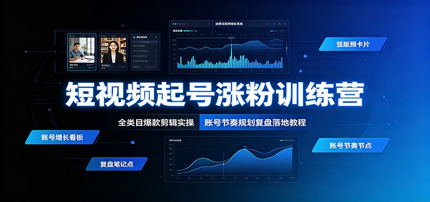 短视频起号涨粉训练营：全类目爆款剪辑实操，账号节奏规划复盘落地教程-项目资源网