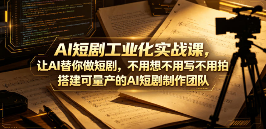 AI短剧工业化实战课，让AI替你做短剧，不用想不用写不用拍，搭建可量产的AI短剧制作团队-项目资源网