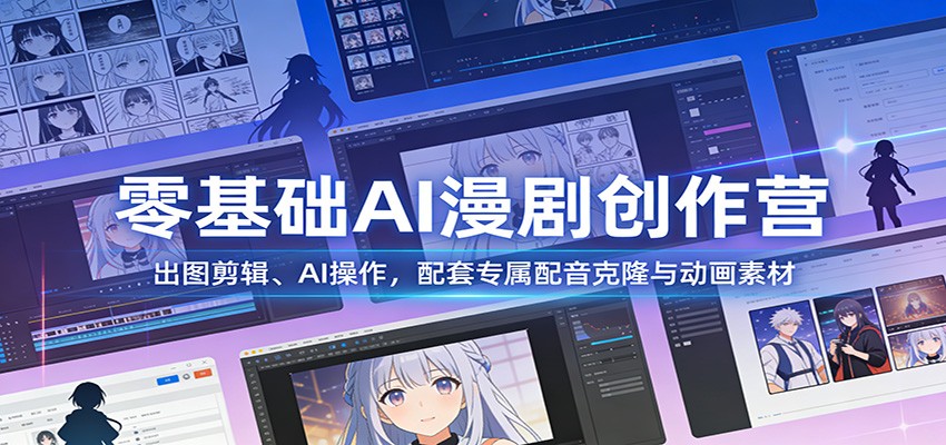 零基础AI漫剧创作营：出图剪辑、AI操作，配套专属配音克隆与动画素材-项目资源网