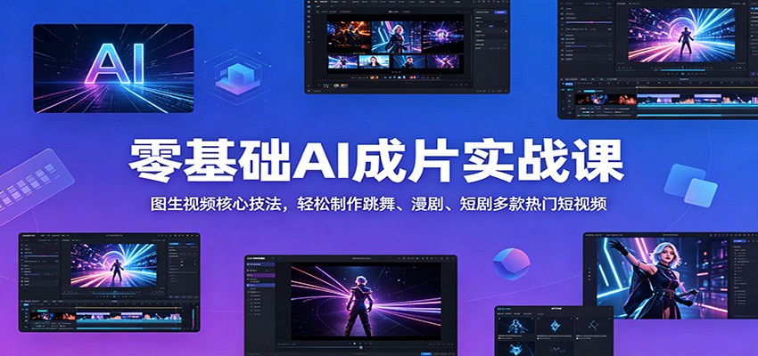 零基础AI成片实战课：图生视频核心技法，轻松制作跳舞、漫剧、短剧多款热门短视频-项目资源网