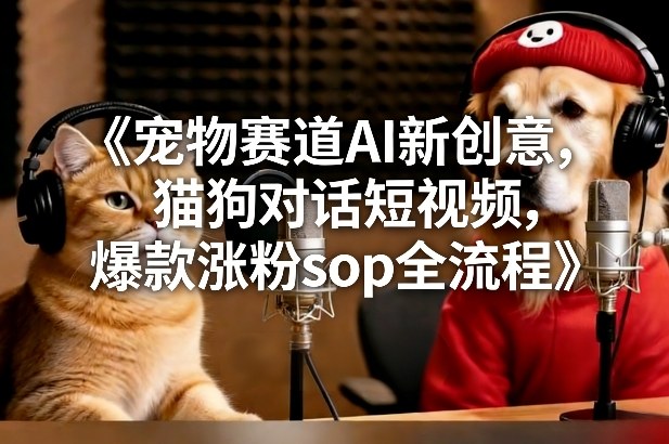 宠物赛道AI新创意,猫狗对话短视频,爆款涨粉sop全流程-项目资源网