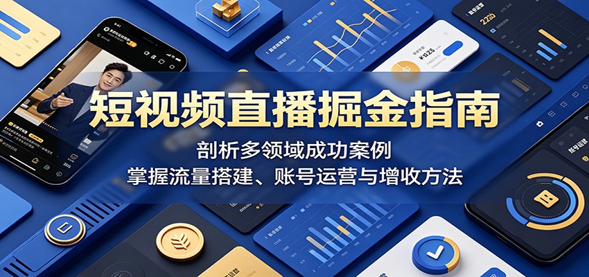 短视频直播掘金指南：剖析多领域成功案例，掌握流量搭建、账号运营与增收方法-项目资源网