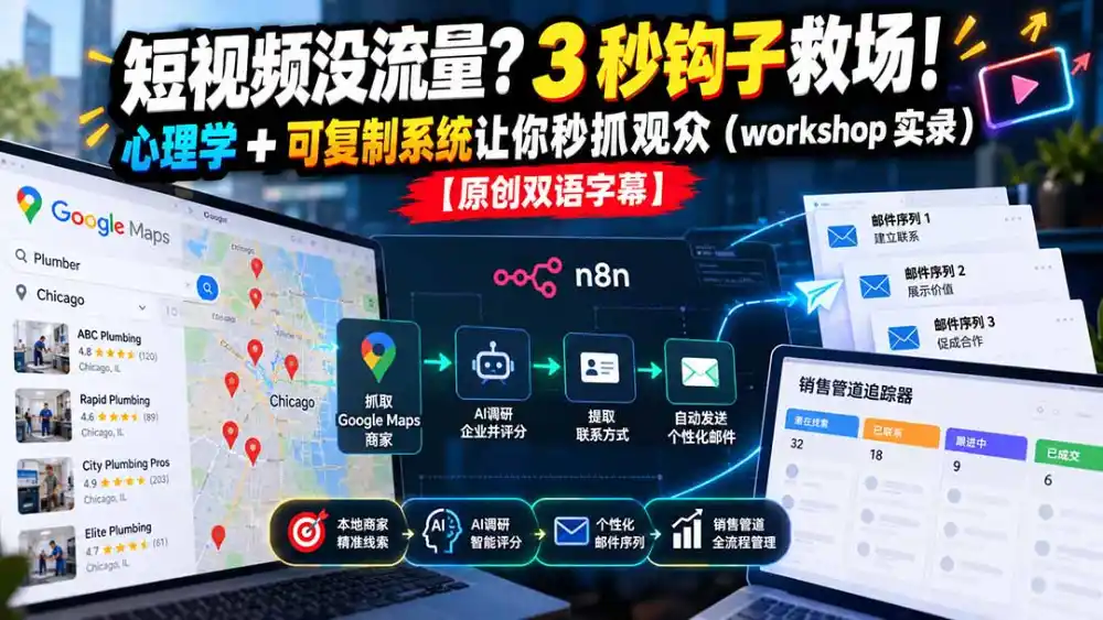 短视频没流量？3 秒钩子救场！心理学 + 可复制系统让你秒抓观众(workshop 实录-项目资源网