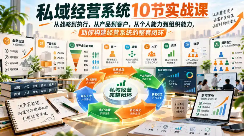 私域经营系统10节实战课，从战略到执行，从产品到客户，从个人能力到组织能力，助你构建经营系统的整套闭环-项目资源网