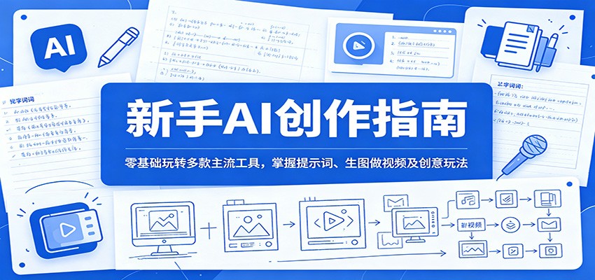 新手AI创作指南：零基础玩转多款主流工具，掌握提示词、生图做视频及创意玩法-项目资源网