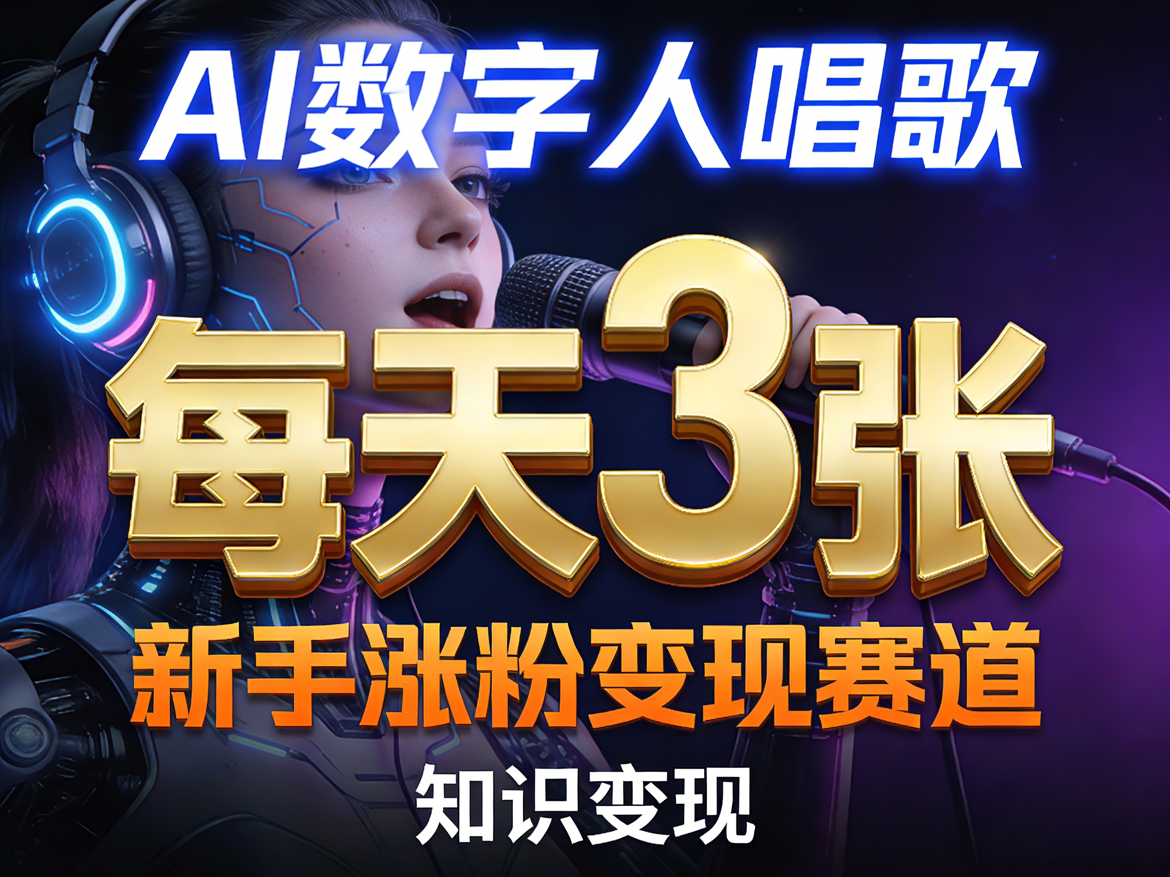 AI数字人唱歌，新手涨粉变现赛道，每天3张和知识付费，副业必备-项目资源网