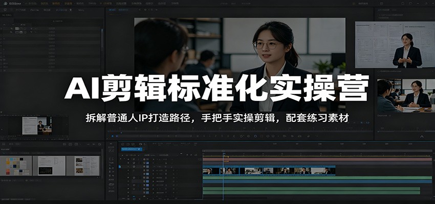 AI剪辑标准化实操营：拆解普通人IP打造路径，手把手实操剪辑，配套练习素材-项目资源网