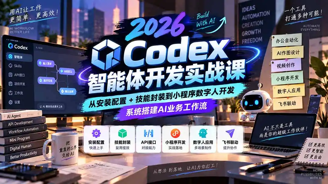 2026Codex智能体开发实战课：从安装配置+技能封装到小程序数字人开发，系统搭建AI业务工作流-项目资源网