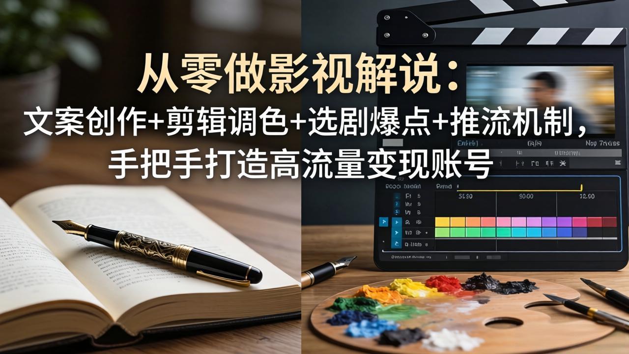 从零做影视解说：文案创作+剪辑调色+选剧爆点+推流机制，手把手打造高流量变现账号-项目资源网