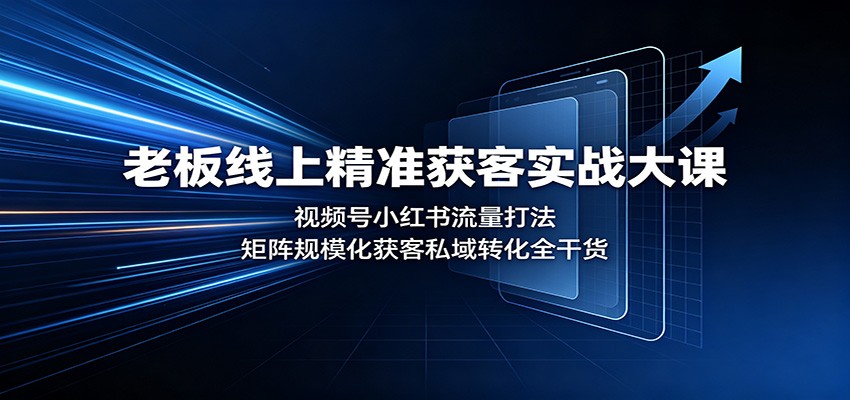 老板线上精准获客实战大课：视频号小红书流量打法，矩阵规模化获客私域转化全干货-项目资源网