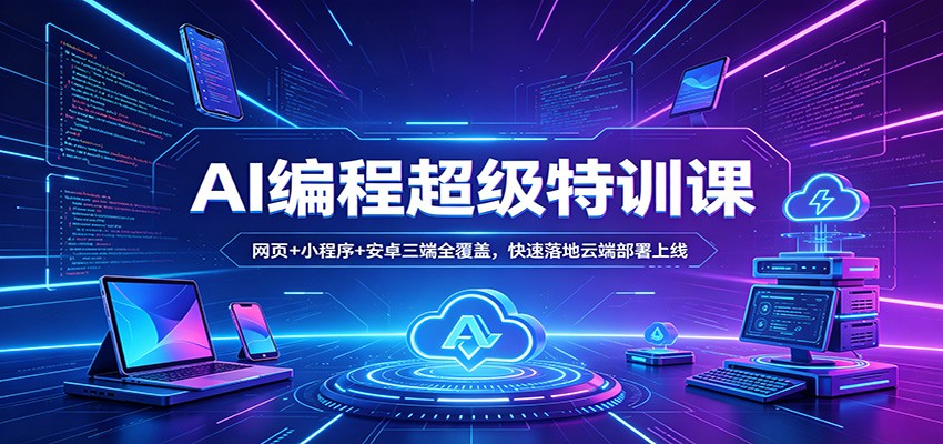 AI编程超级特训课：网页+小程序+安卓三端全覆盖，快速落地云端部署上线-项目资源网