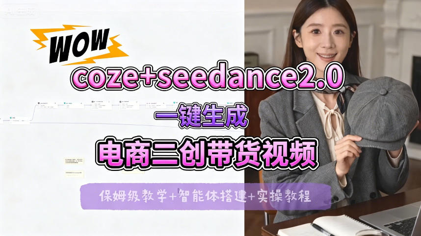 【Coze工作流搭建实操教程】seedance2.0+coze一键生成电商二创带货视频，全流程保姆级教学-项目资源网