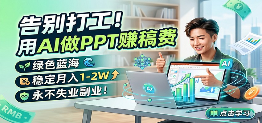 告别打工!用AI做PPT赚稿费,绿色蓝海,稳定月入1-2W,永不失业副业!-项目资源网