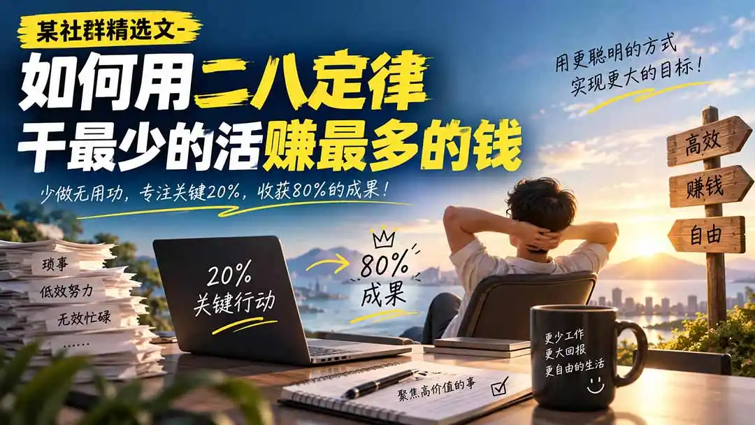 某社群精选文-如何用二八定律干最少的活赚最多的钱-项目资源网