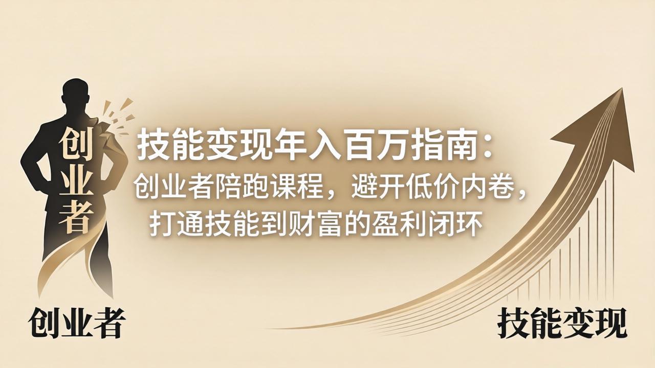 技能变现年入百万指南：创业者陪跑课程，避开低价内卷，打通技能到财富的盈利闭环-项目资源网
