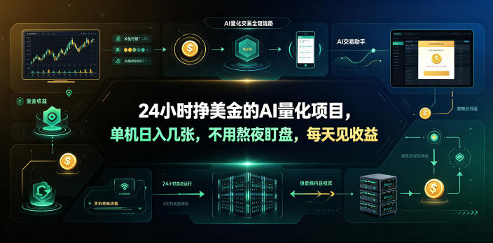 24小时挣美金的AI量化项目，单机日入几十美刀，不用熬夜盯盘，每天见收益【揭秘】-项目资源网
