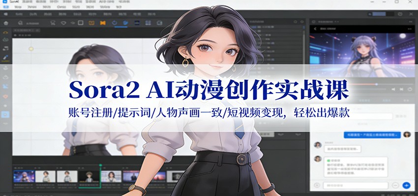 Sora2 AI动漫创作实战课：账号注册/提示词/人物声画一致/短视频变现，轻松出爆款-项目资源网