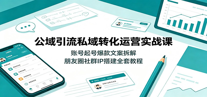 公域引流私域转化运营实战课：账号起号爆款文案拆解，朋友圈社群IP搭建全套教程-项目资源网