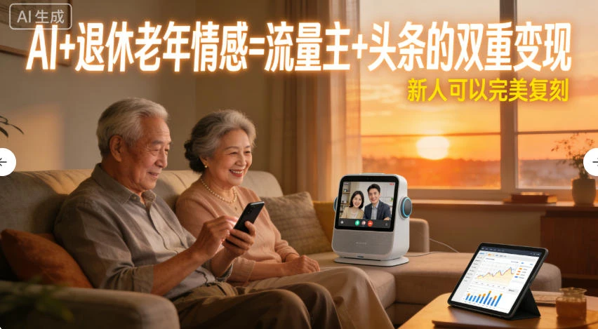 AI+退休老年情感=流量主+头条的双重变现，新人可以完美复刻-项目资源网
