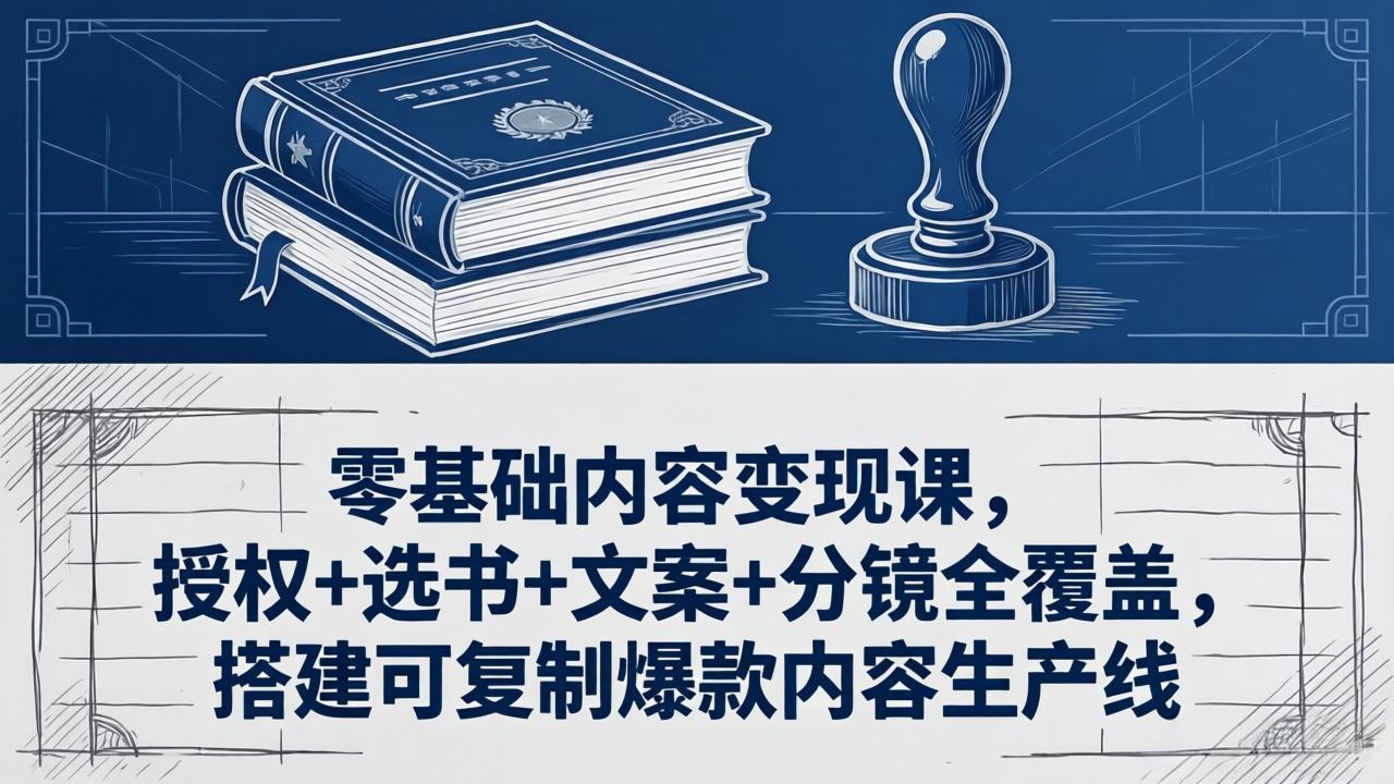 零基础内容变现课,授权+选书+文案+分镜全覆盖,搭建可复制爆款内容生产线-项目资源网