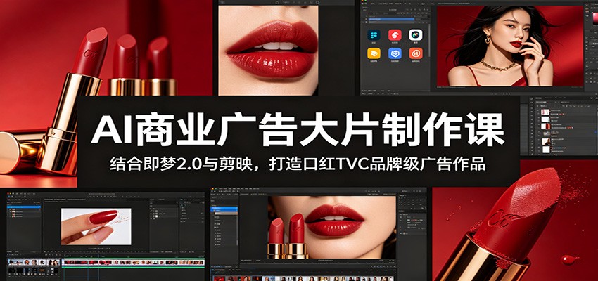 AI商业广告大片制作课:结合即梦2.0与剪映,打造口红TVC品牌级广告作品-项目资源网