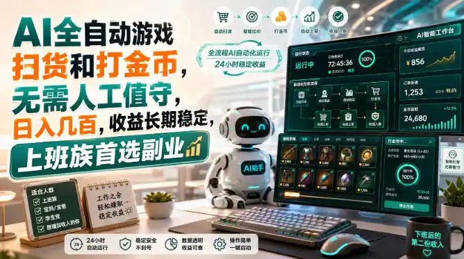 AI全自动游戏皮肤扫货和打金币，日入几百，内部方法大揭秘，0门槛！-项目资源网