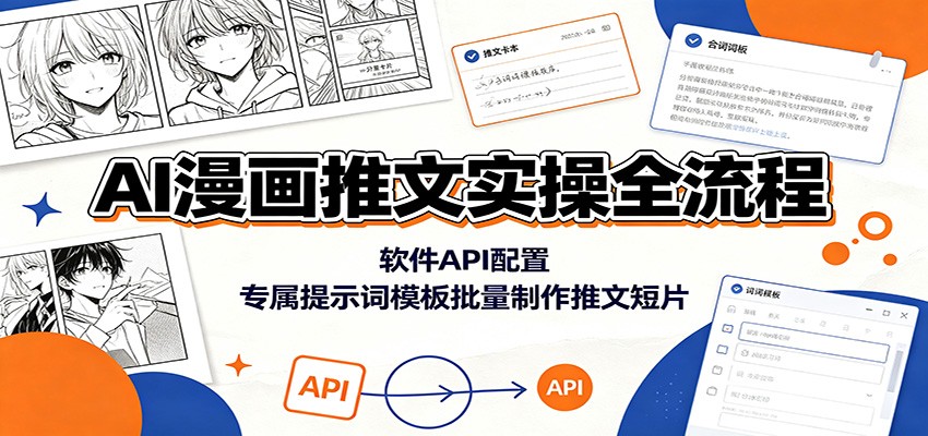AI漫画推文实操全流程:软件API配置,专属提示词模板批量制作推文短片-项目资源网