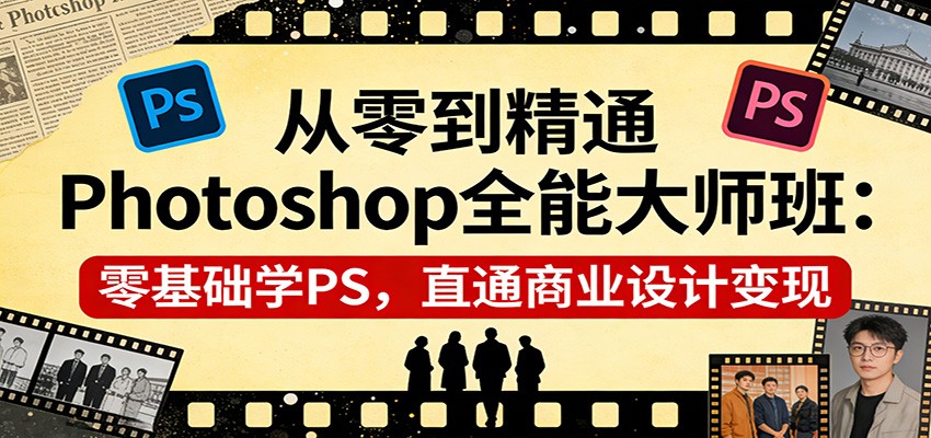 从零到精通Photoshop全能大师班：零基础学PS，直通商业设计变现-项目资源网
