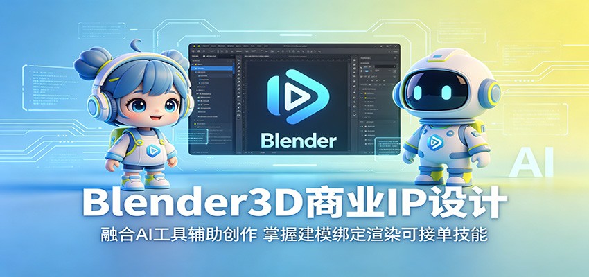 Blender3D商业IP设计：融合AI工具辅助创作，掌握建模绑定渲染可接单技能-项目资源网