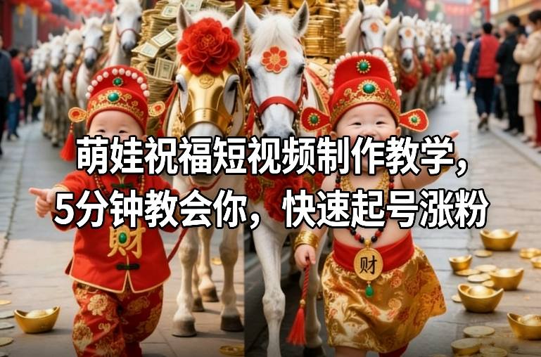 萌娃祝福短视频制作教学,5分钟教会你,快速起号涨粉-项目资源网