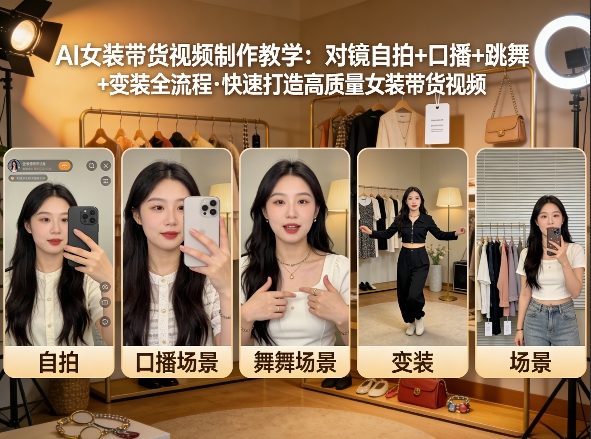 AI女装带货视频制作教学，对镜自拍、口播、跳舞、变装全流程，快速打造高质量女装带货视频-项目资源网