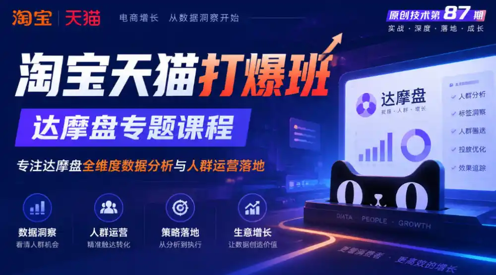 《淘宝天猫打爆班》原创技术第87期,达摩盘专题课程,专注达摩盘全维度数据分析与人群运营落地-项目资源网