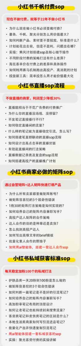 小红书高利润AI经营课2026年7.18-20：起号+爆文+付费+达人+私域，利用AI与SOP实现团队人效翻倍增长-项目资源网
