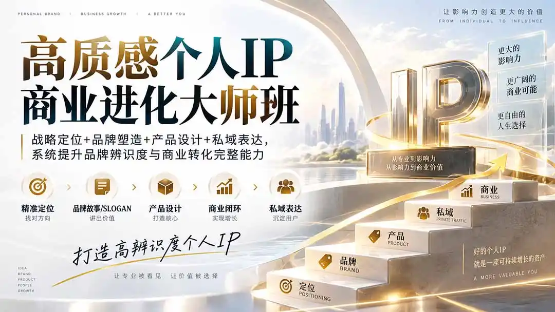 高质感个人IP商业进化大师班：战略定位+品牌塑造+产品设计+私域表达，系统提升品牌辨识度与商业转化完整能力-项目资源网
