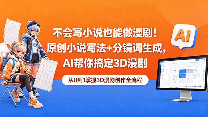 不会写小说也能做漫剧！原创小说写法+分镜词生成，AI帮你搞定3D漫剧-项目资源网